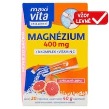 Maxi Vita Vaše Zdraví Magnézium 400 mg + B komplex + vitamin C s příchutí grepu 20 sáčků 40g