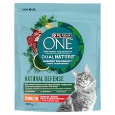 Purina ONE Dual Nature Sterilised granule pro kočky spirulina, hovězí 750g