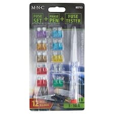 M.N.C. Sada pojistek + fázová tužka + tester 12 ks