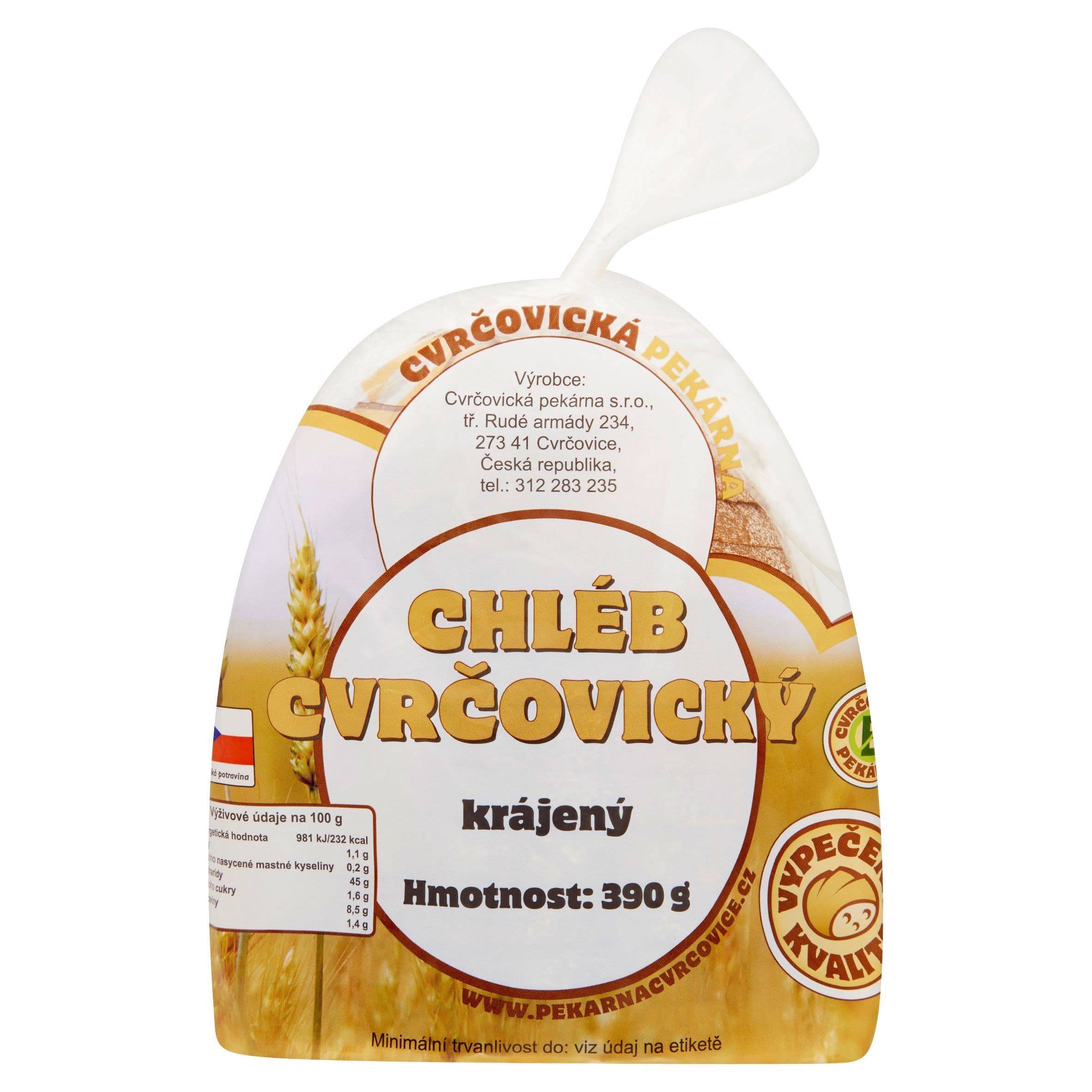 Cvrčovická pekárna Chléb cvrčovický krájený 390 g