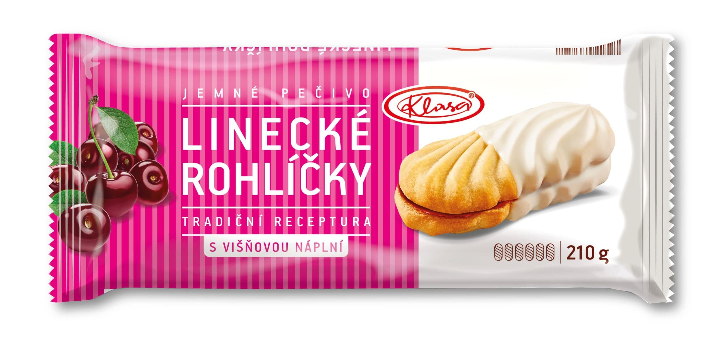 Klasa Linecké rohlíčky v jogurtové polevě s višňovou náplní 210 g