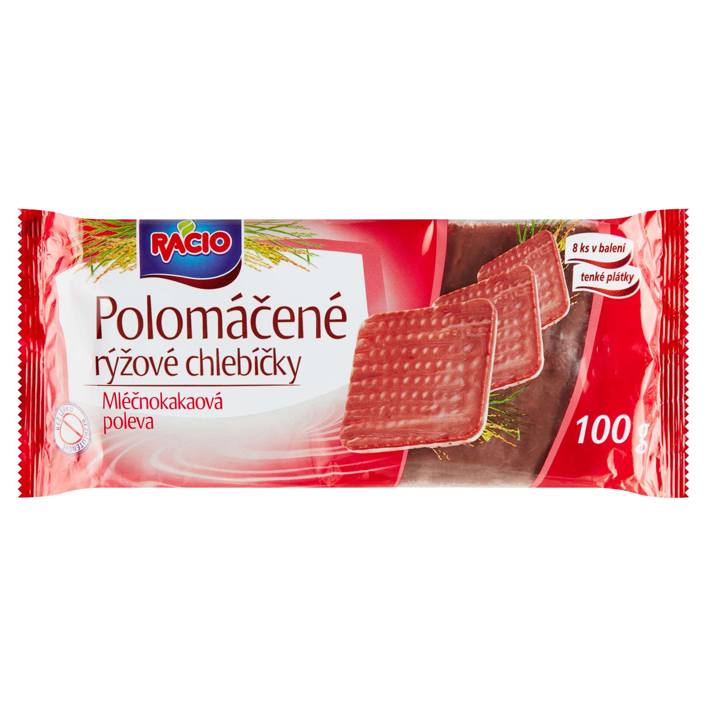Racio Polomáčené rýžové chlebíčky s mléčno kakaovou polevou 100 g