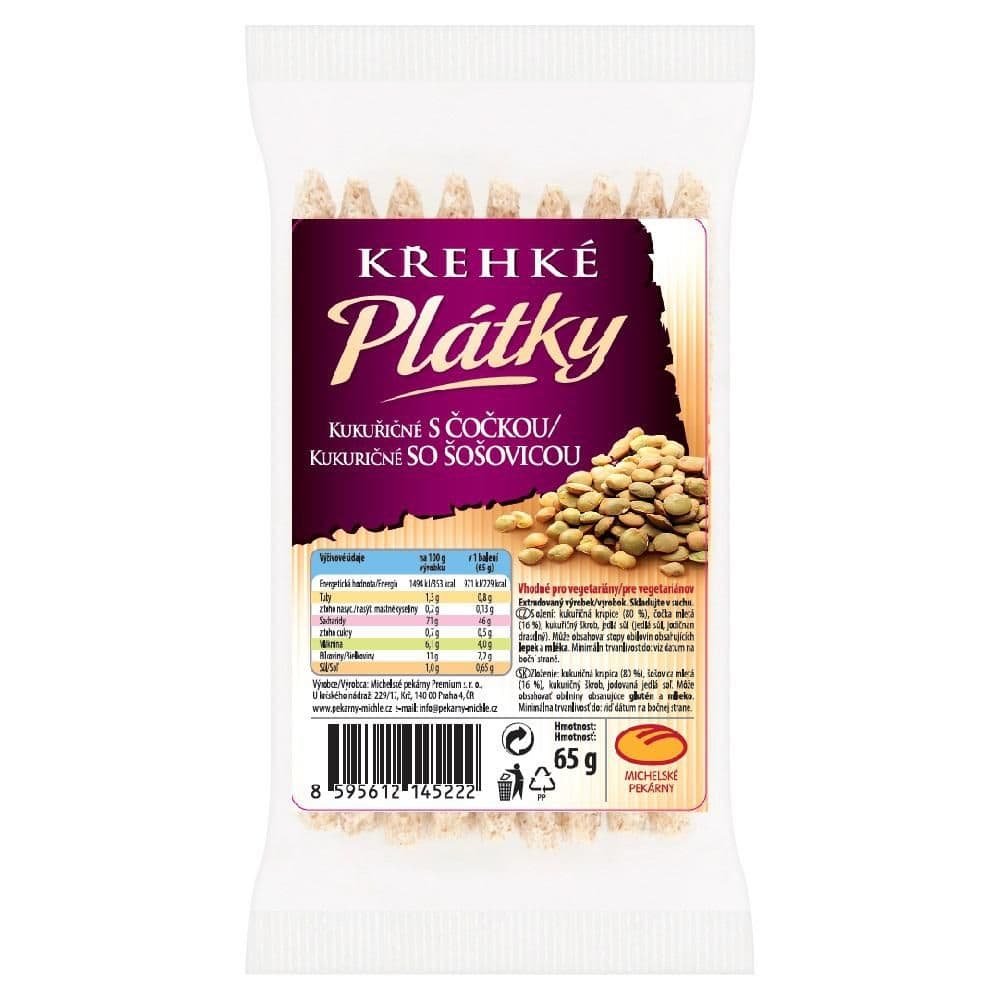 Michelské pekárny Křehké plátky s čočkou 65g