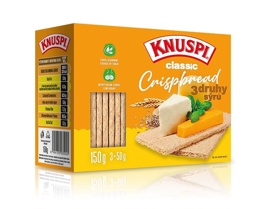 Knuspi Crispbread 3druhy sýra 150 g