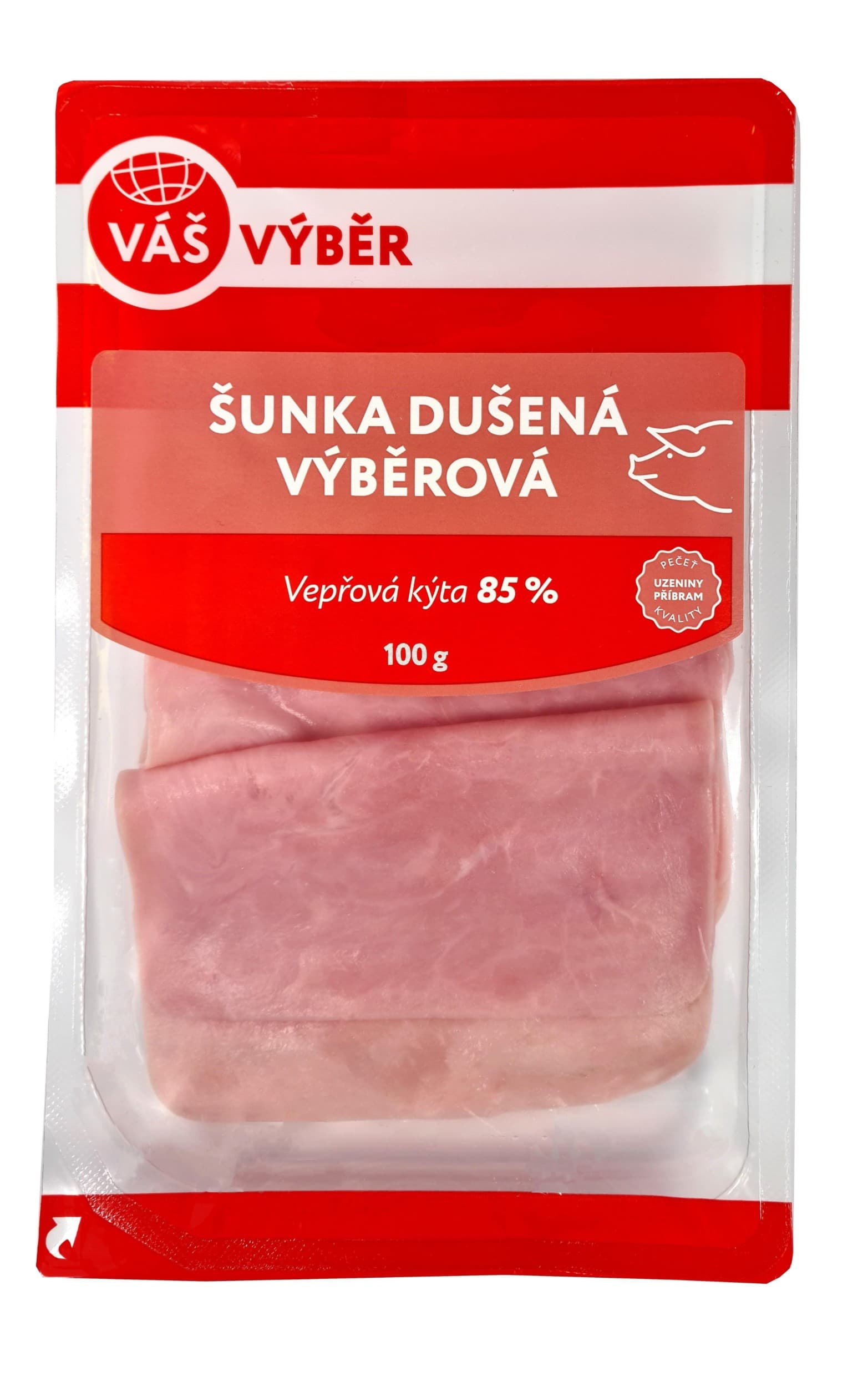 Váš Výběr Šunka výběrová dušená krájená 85 % 100g