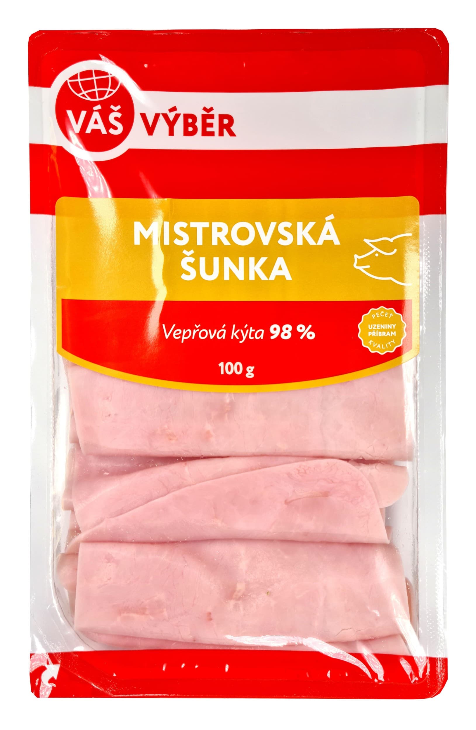 Váš Výběr Mistrovská dušená šunka krájená 98 % 100g