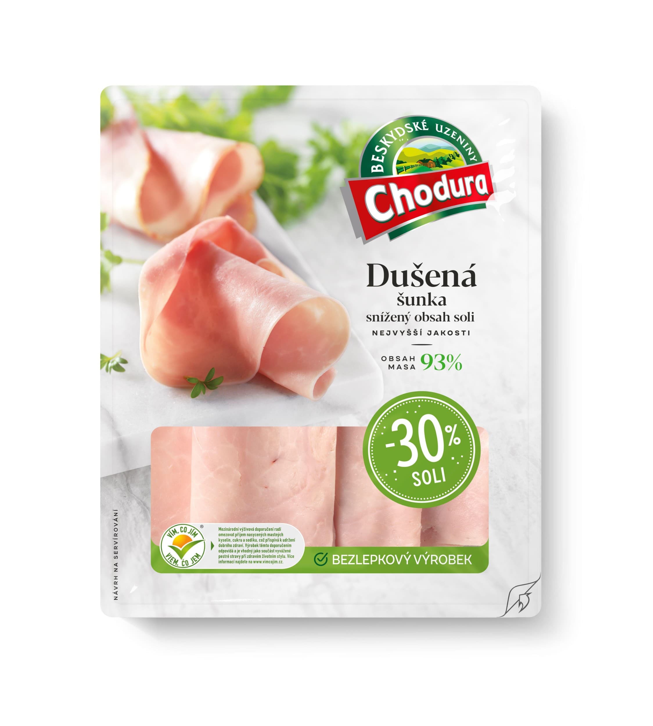 Chodura Dušená šunka se sníženým obsahem soli 100g