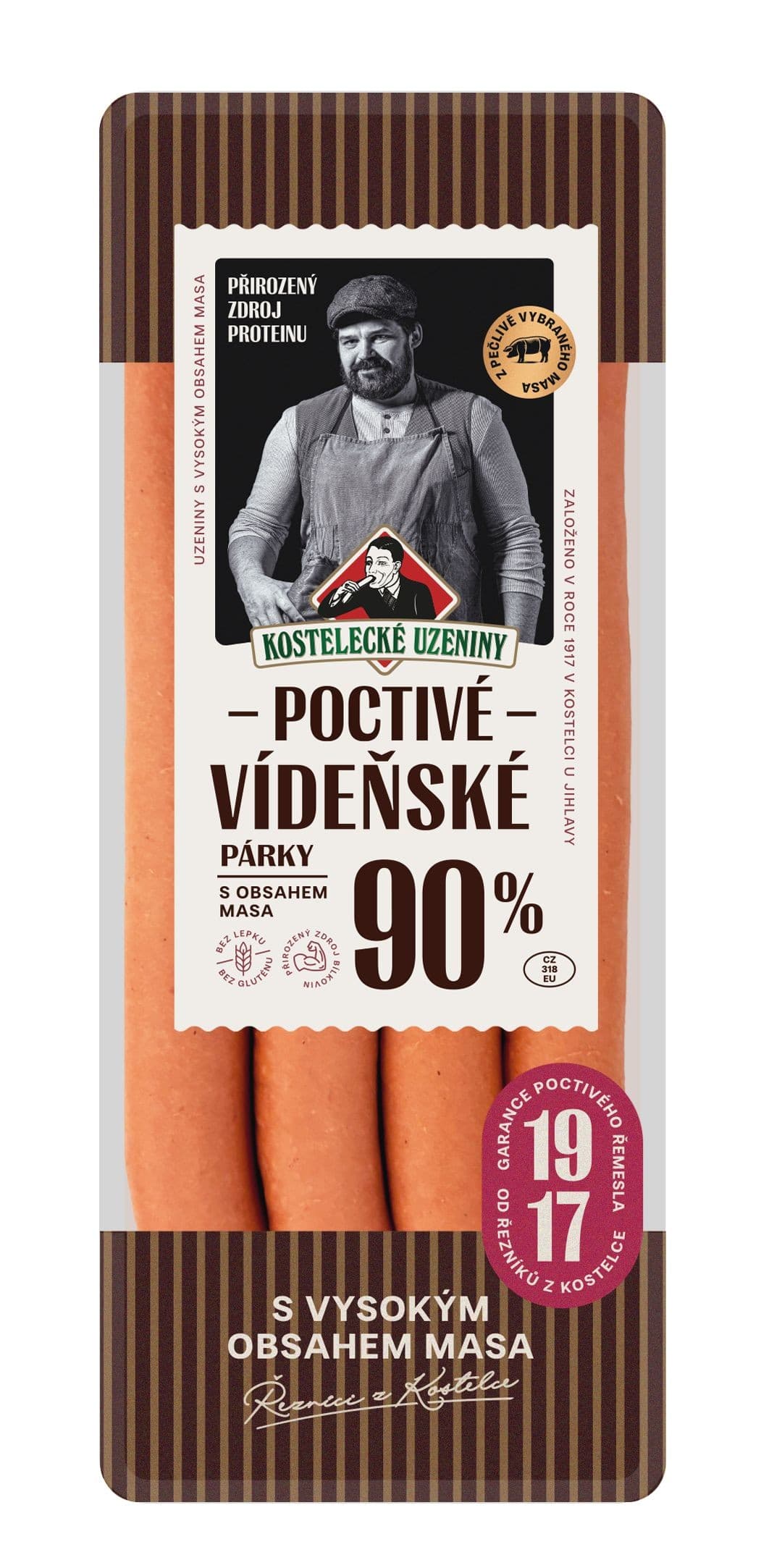 Kostelecké uzeniny Poctivé Vídeňské párky 180g