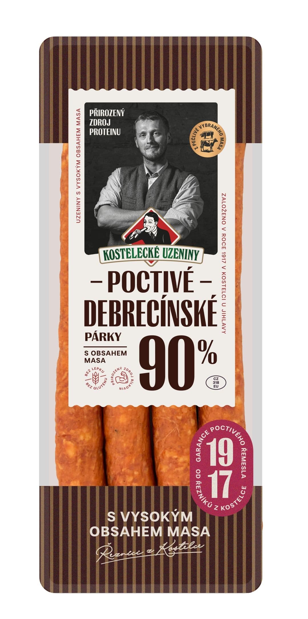 Kostelecké Uzeniny Poctivé debrecínské párky 180g