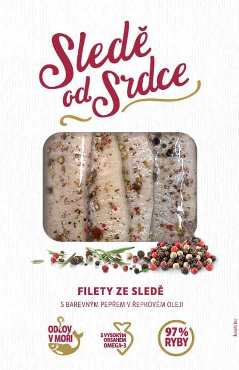 Filety ze sledě s barevným pepřem v řepkovém oleji 200 g