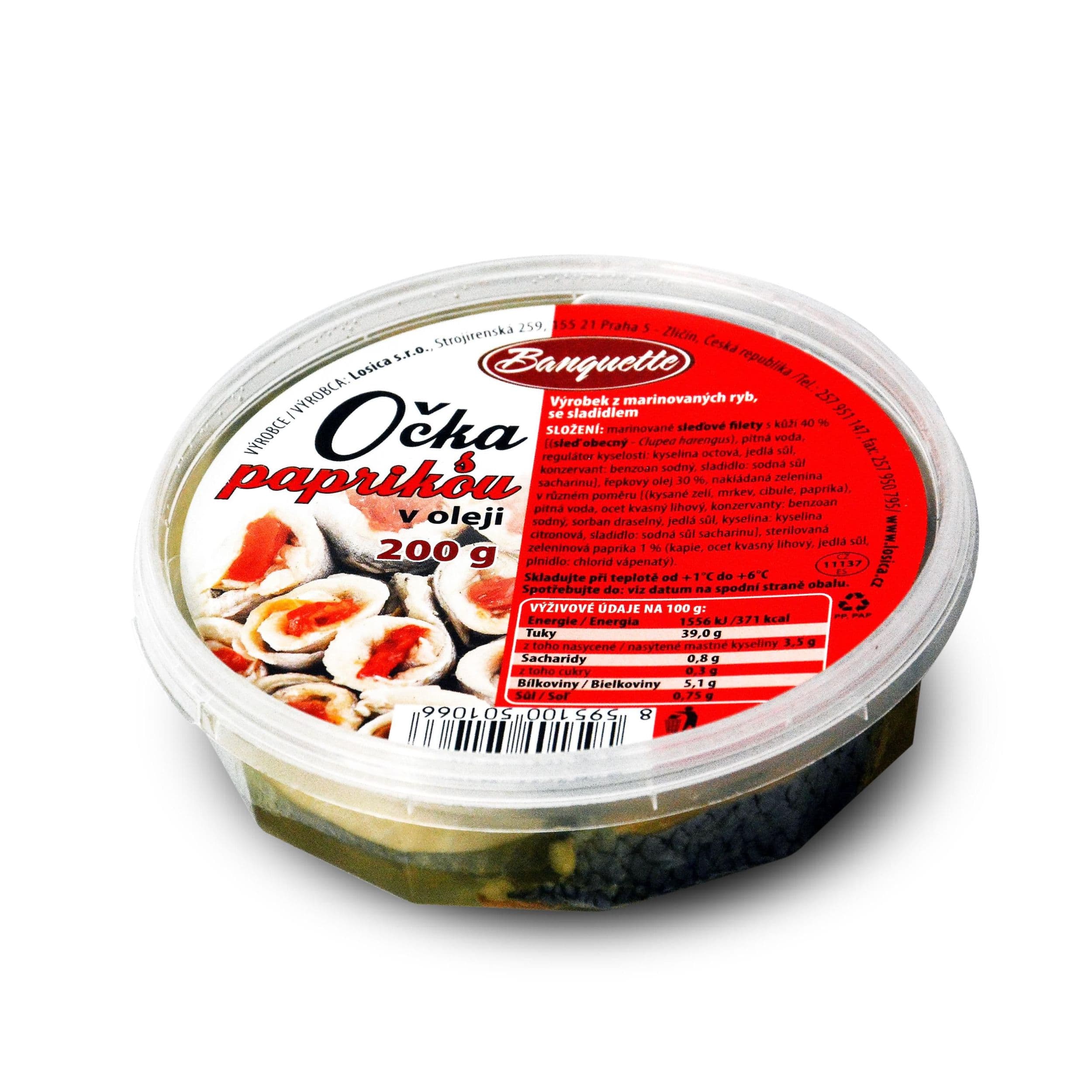 Losica Očka s paprikou, v oleji 200 g