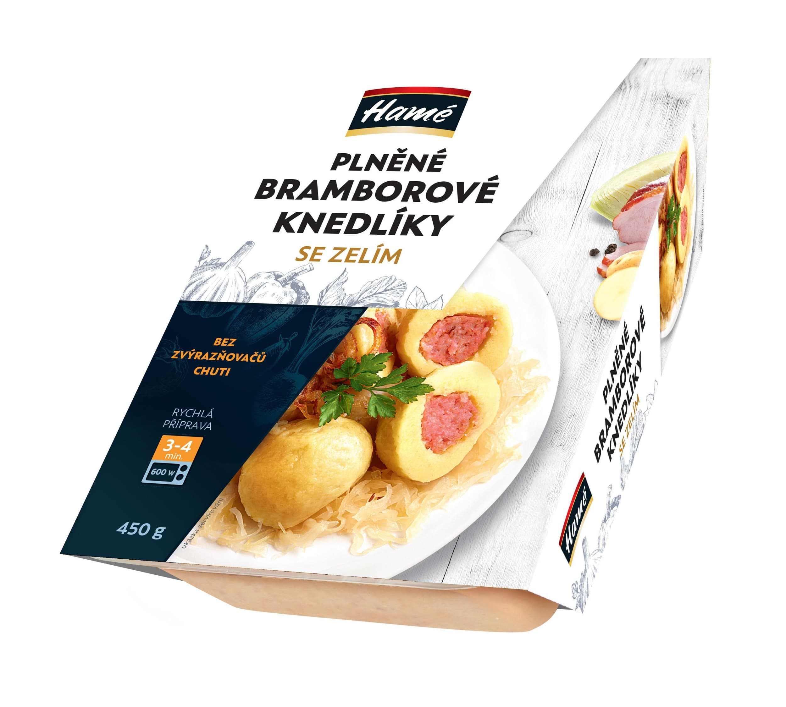 Hamé Plněné bramborové knedlíky se zelím 450g