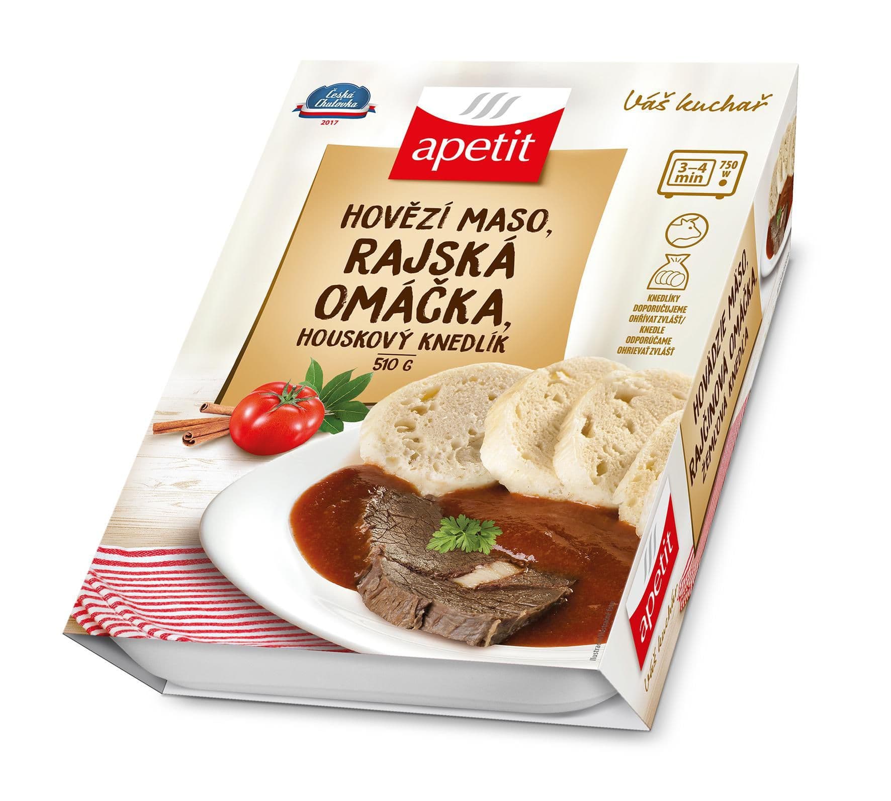 Apetit Hovězí maso s rajskou omáčkou, houskový knedlík 510g