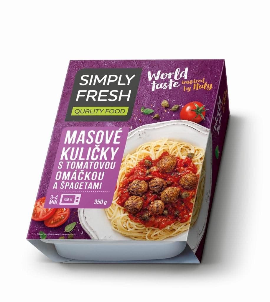 Simply Fresh Masové kuličky s tomatovou omáčkou a špagetami 350g