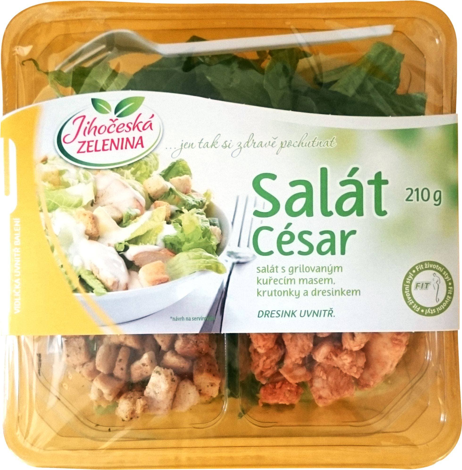 Jihočeská zelenina Salát César s grilovaným kuřecím masem a krutonky 210 g