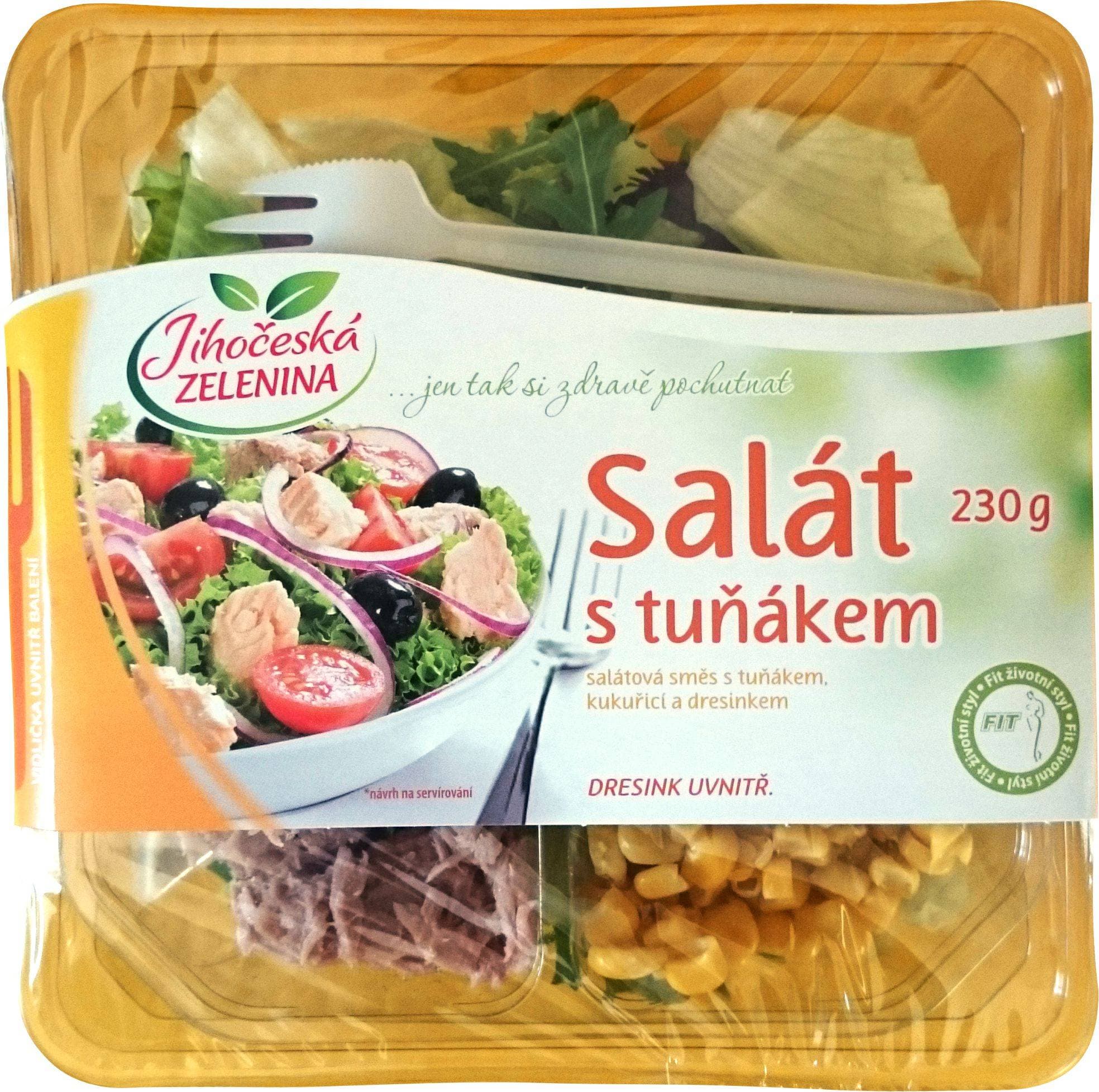 Jihočeská zelenina Salát s tuňákem, kukuřicí a dresinkem 230 g