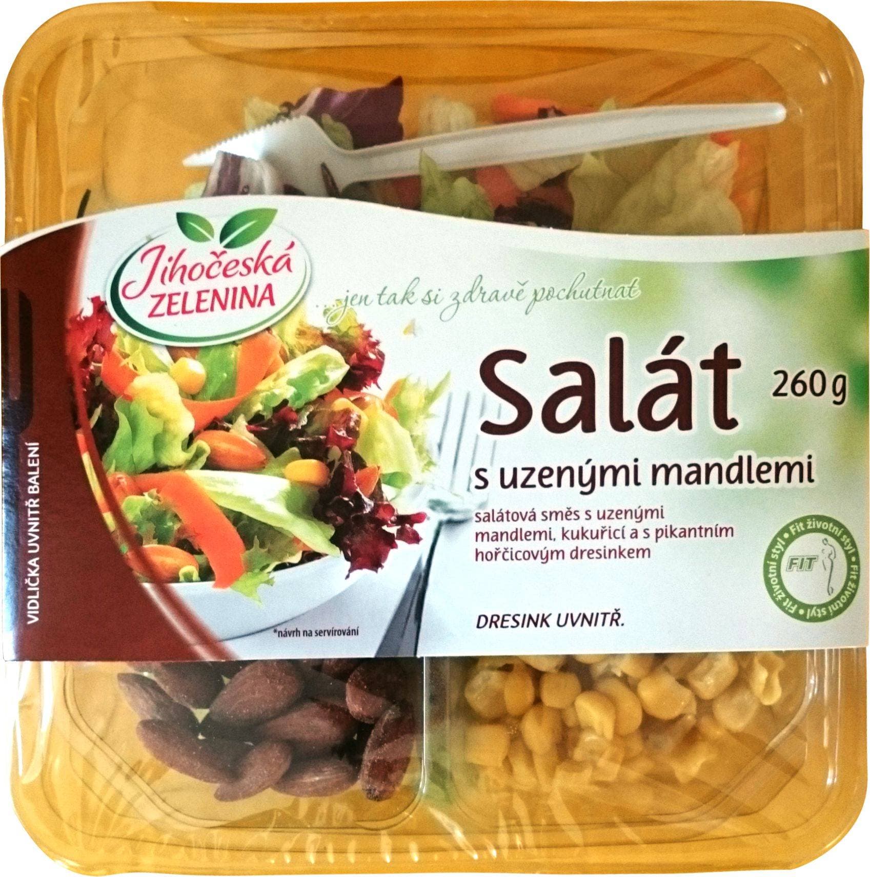 Jihočeská zelenina Salát s uzenými mandlemi, kukuřicí a s pikantním hořčicovým dresinkem 260 g
