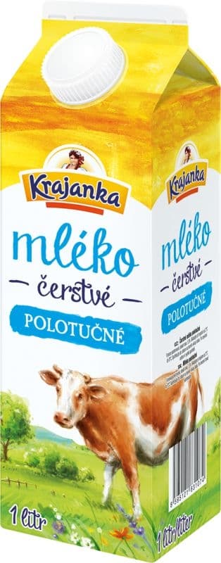 Krajanka čerstvé mléko polotučné 1,5% 1 l
