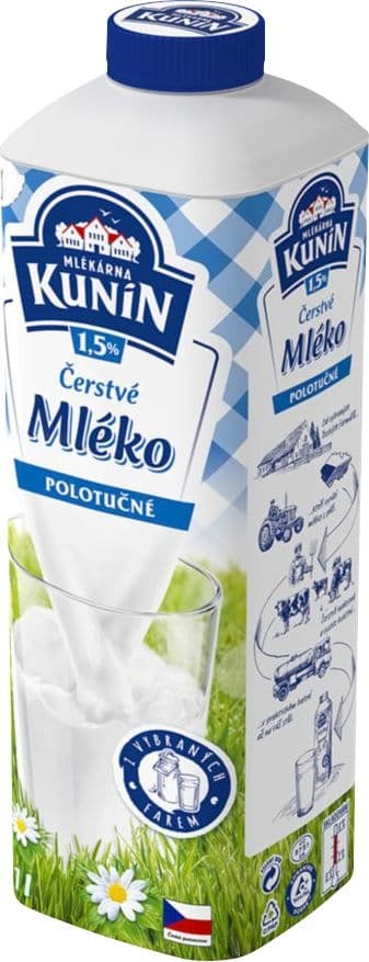 Kunín Čerstvé mléko 1,5% 1 l