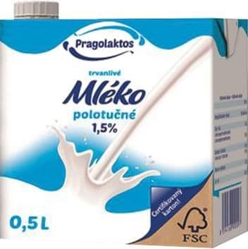 Trvanlivé mléko 1,5% polotučné 0,5 l