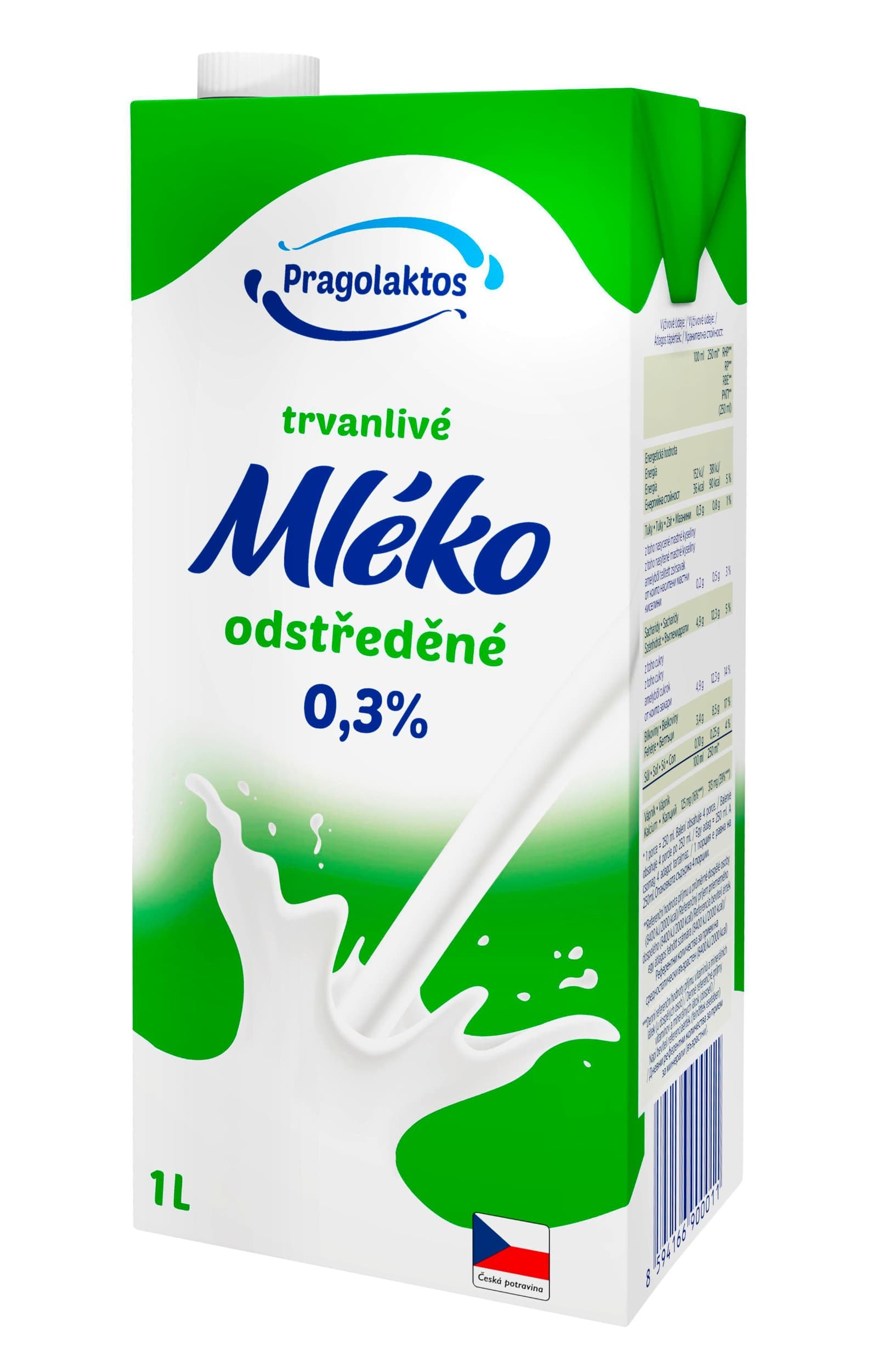 Pragolaktos trvanlivé mléko odstředěné 0,3%, 1l