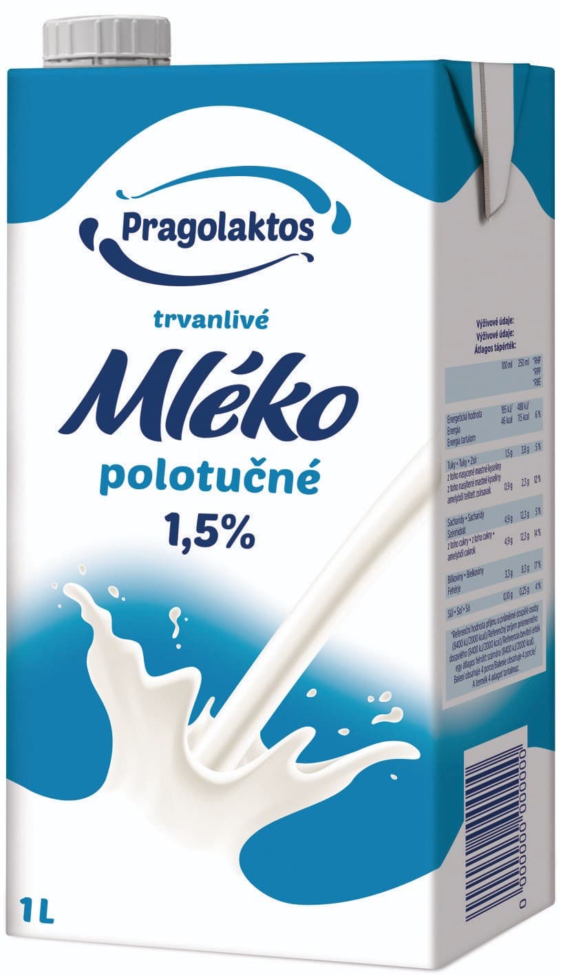 Trvanlivé mléko 1,5% polotučné 1 l