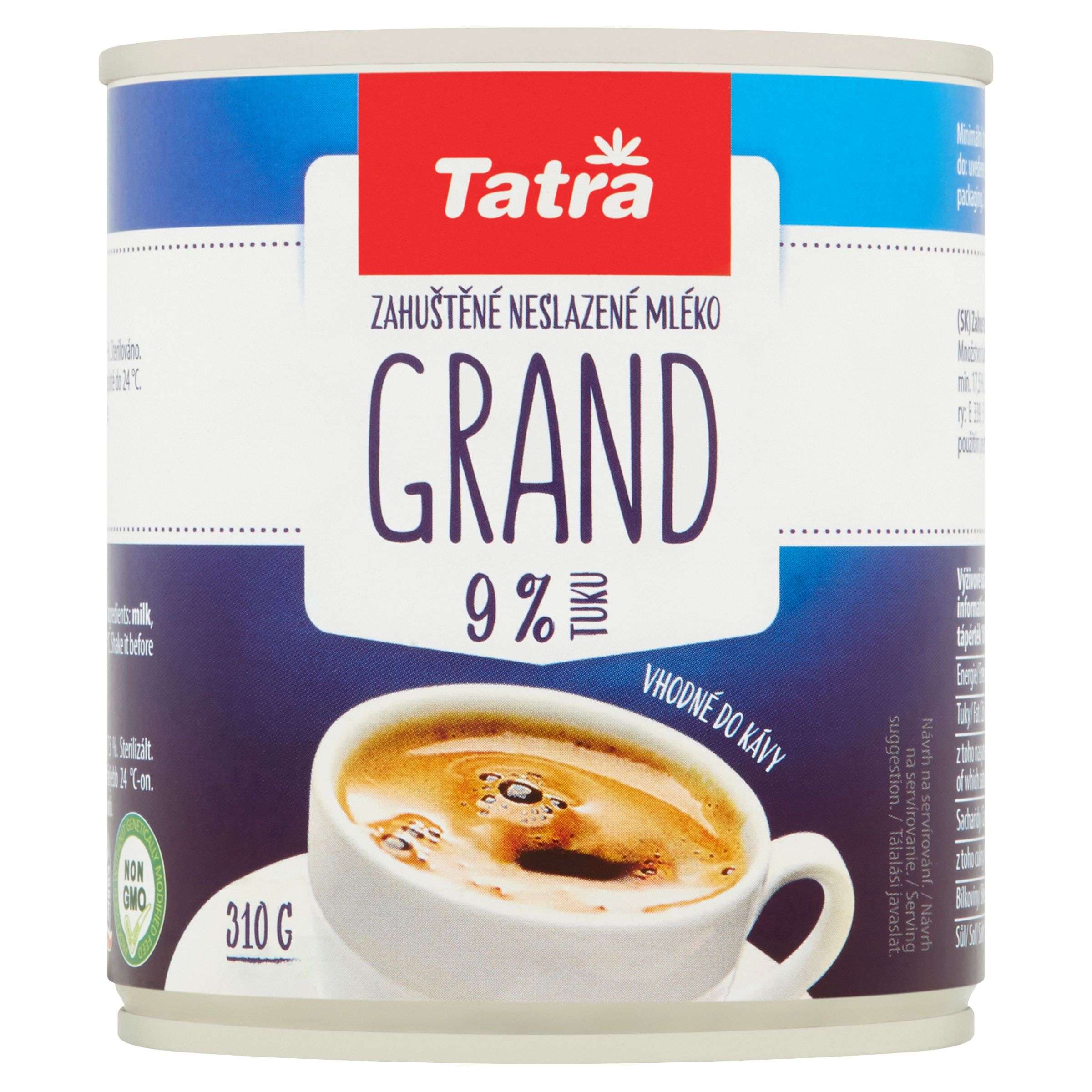 Tatra Grand zahuštěné neslazené plnotučné mléko do kávy 310 g