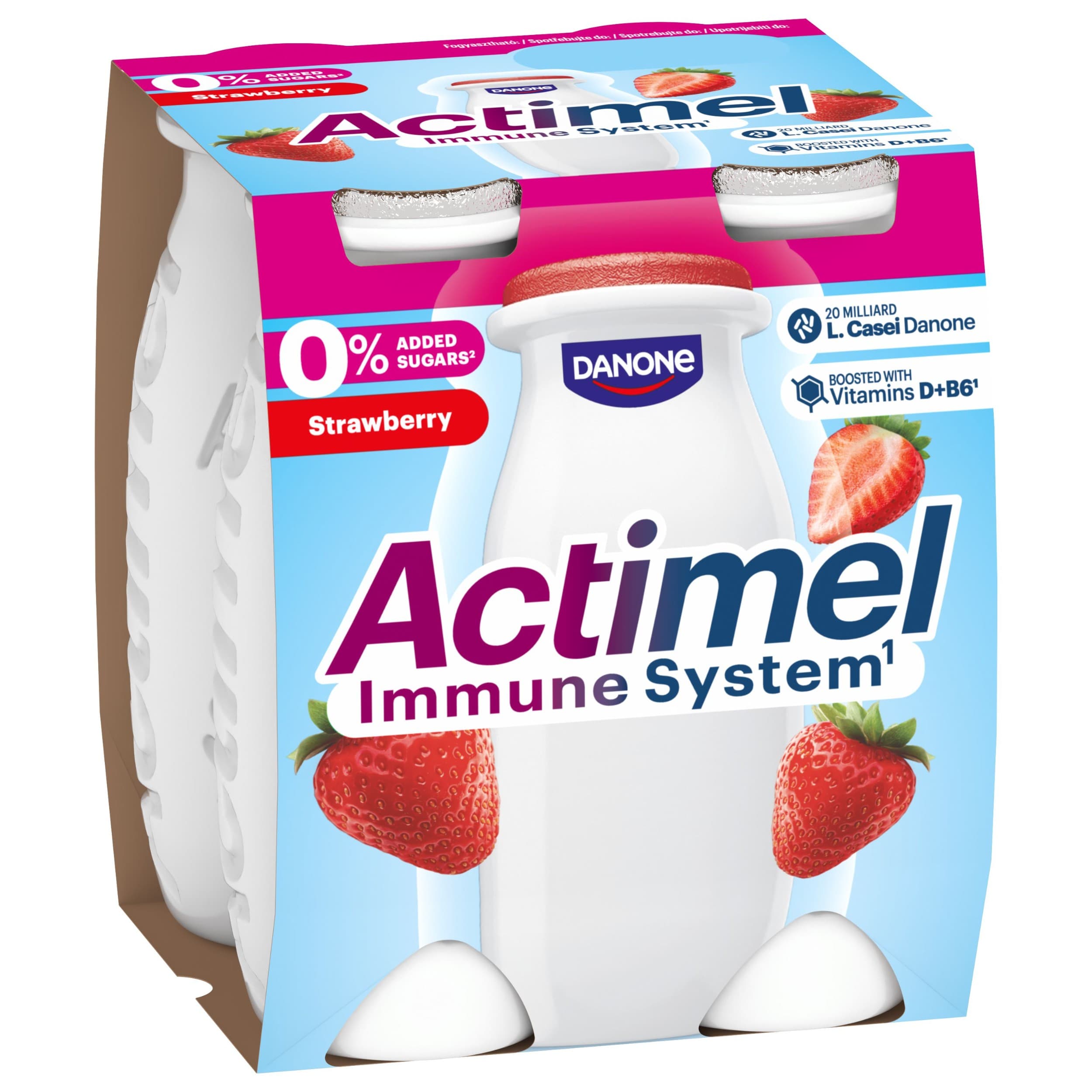 Danone Actimel jahoda bez přidaného cukru 4x100g