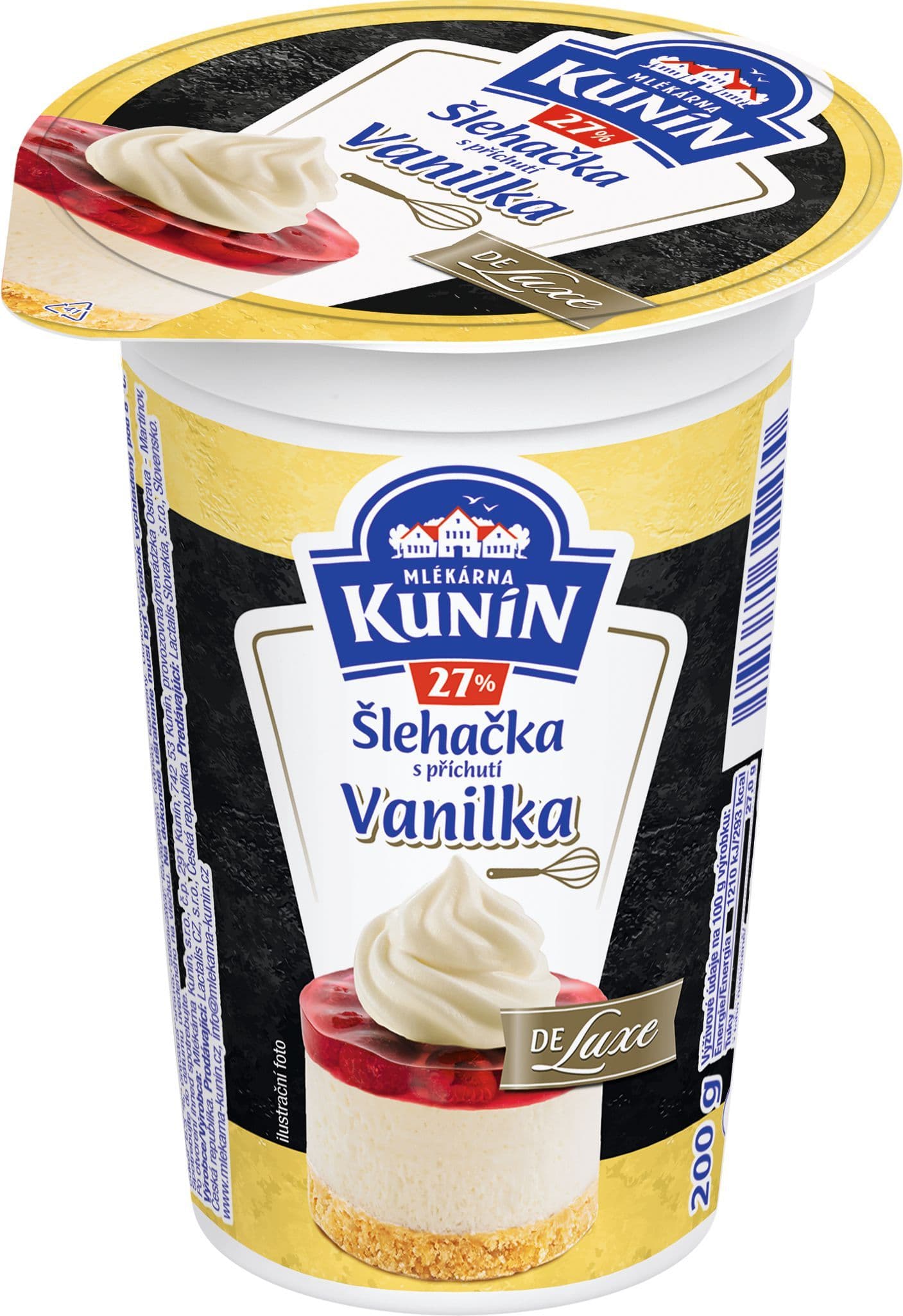 KUNÍN Šlehačka s přích. Vanilka 27% 200g