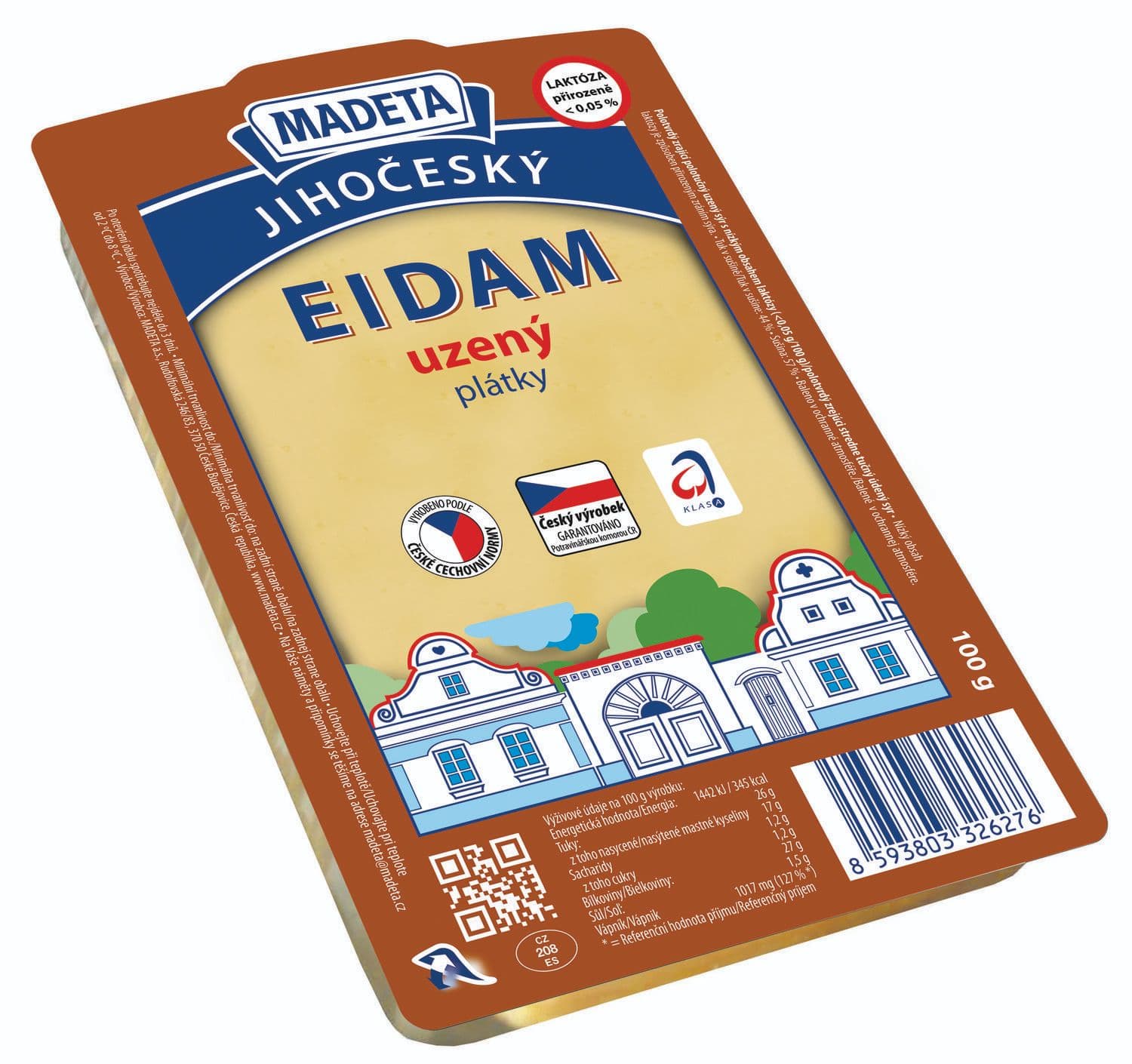 Madeta Jihočeský eidam uzený 44% plátky 100 g