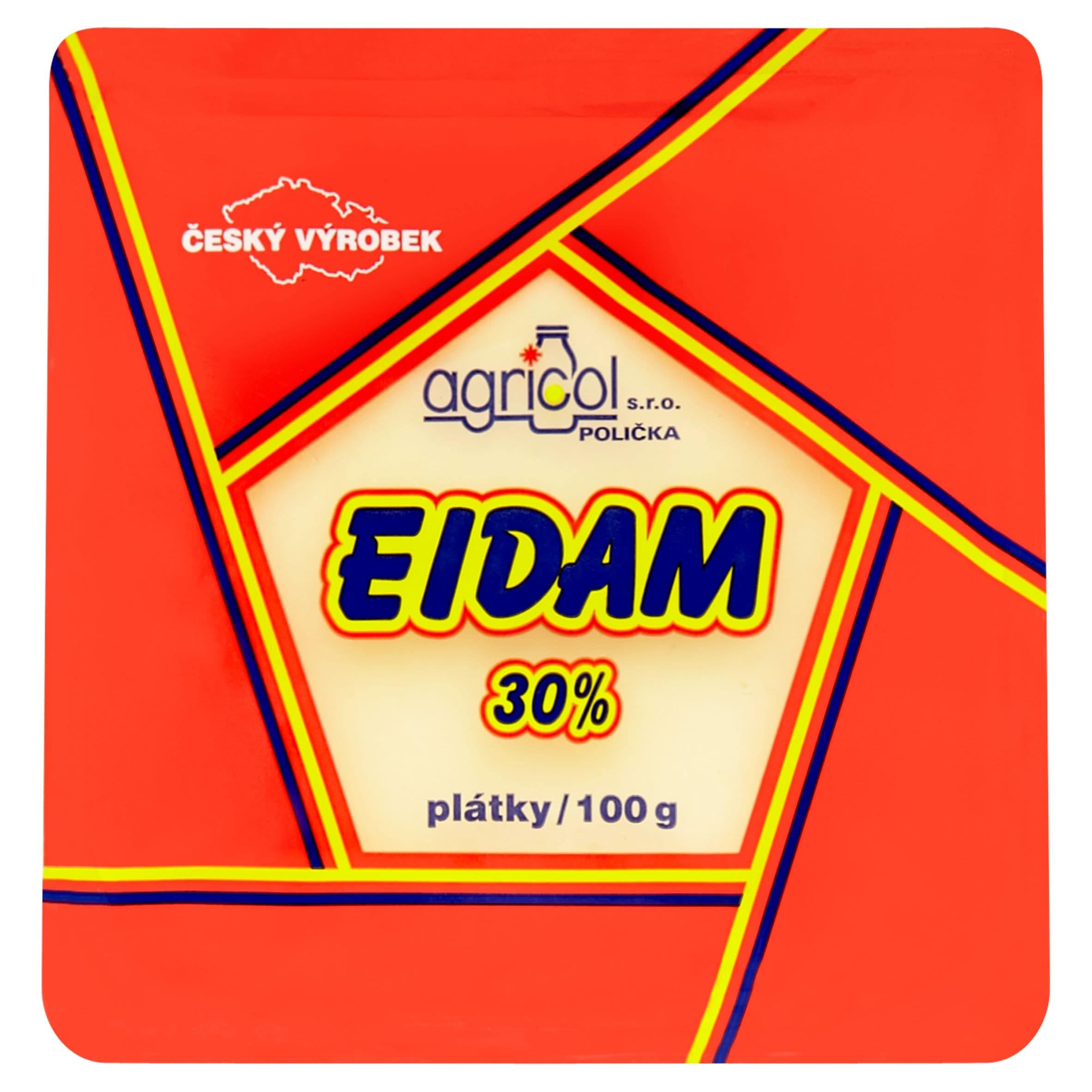 Agricol Eidam 30% polotvrdý sýr plátky 100 g