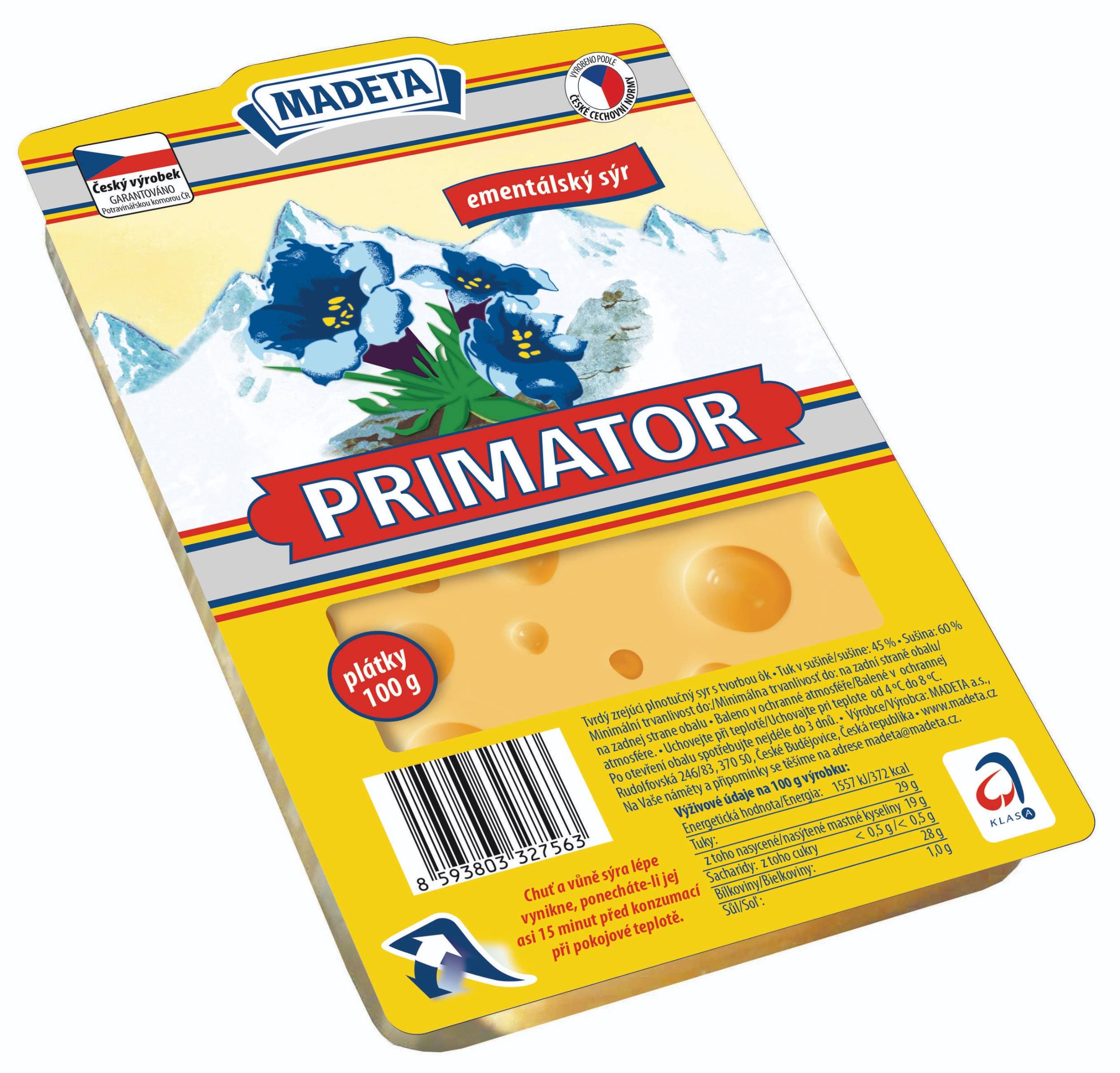 Madeta Primator 45% plátky 100 g