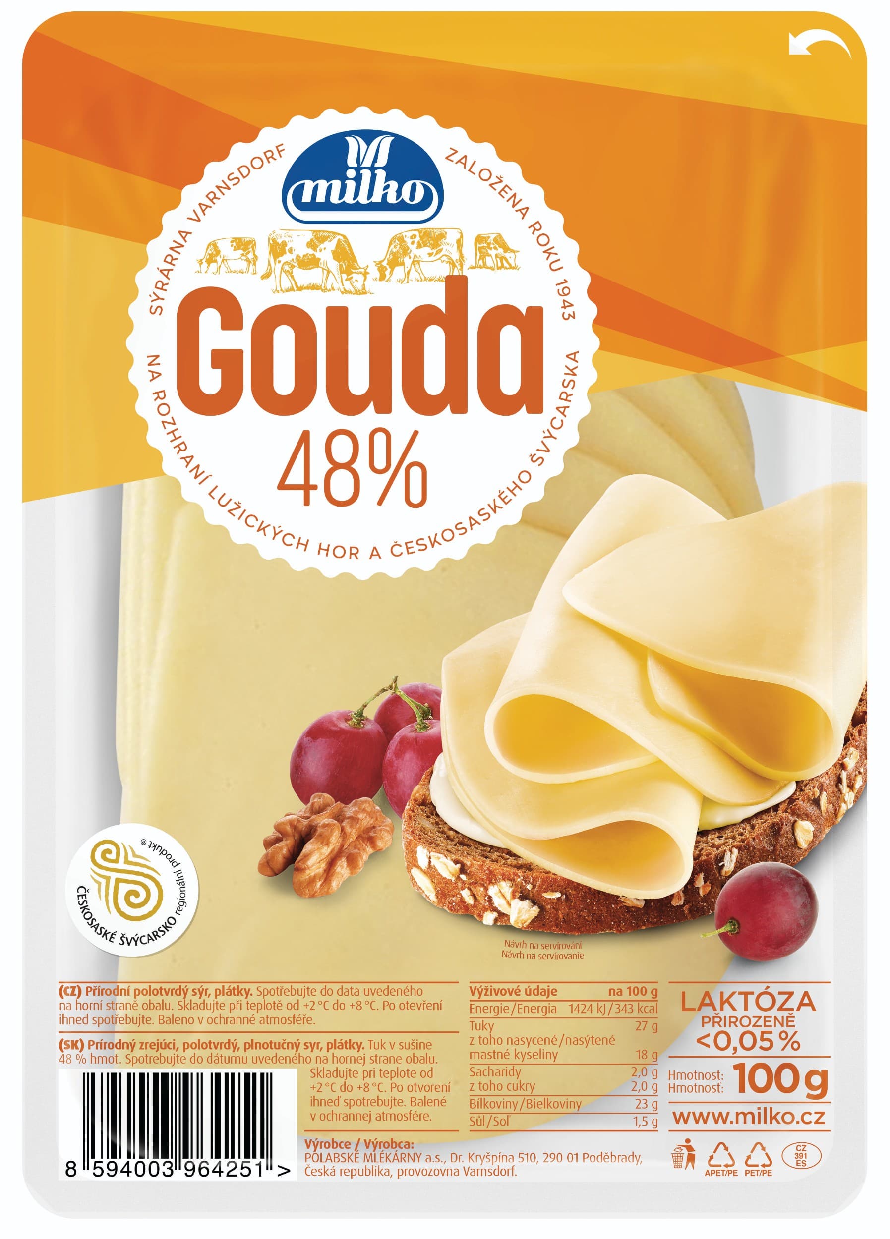 Gouda 48% plátky 100g