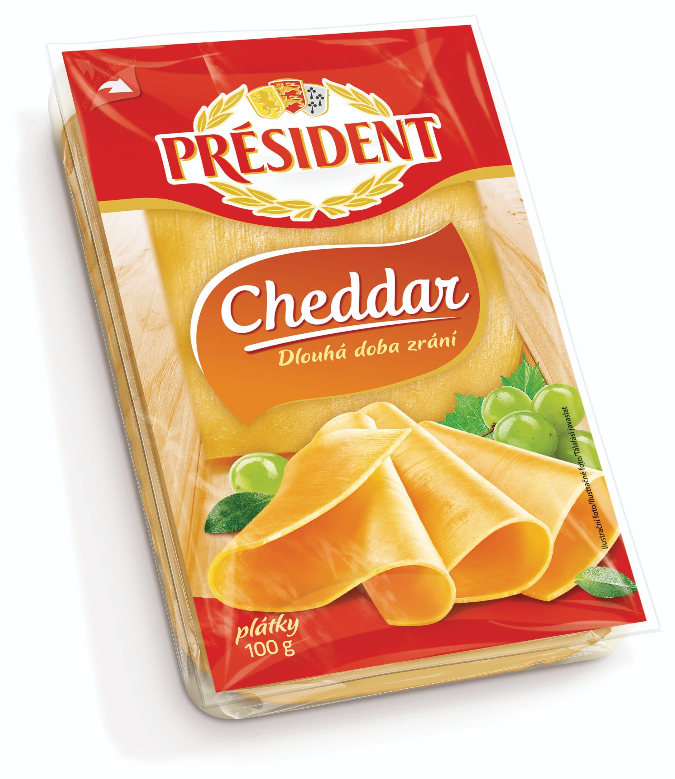 Président Cheddar 45% plátky 100 g