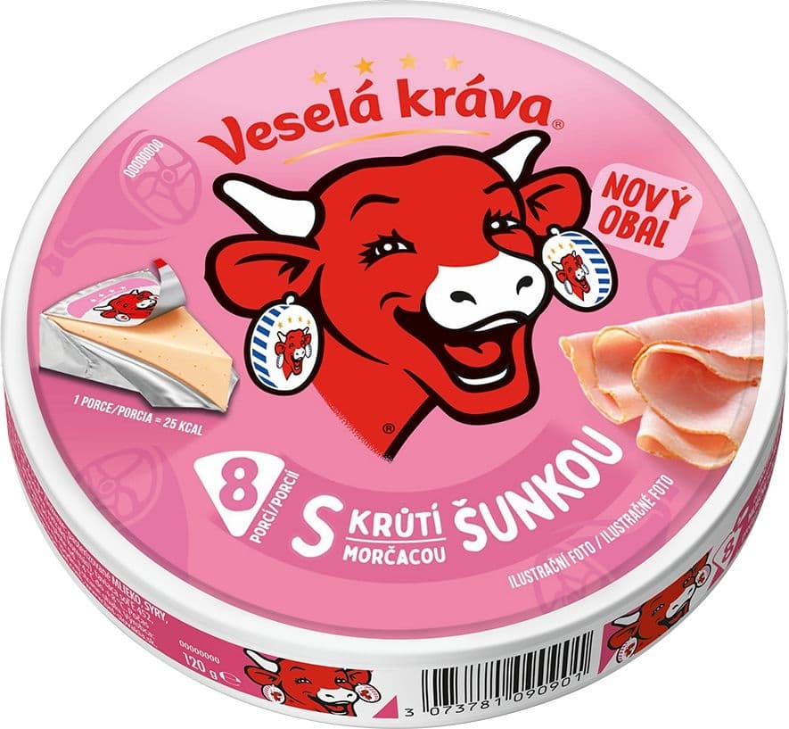 Veselá Kráva Tavený sýr šunka 8ks 120 g