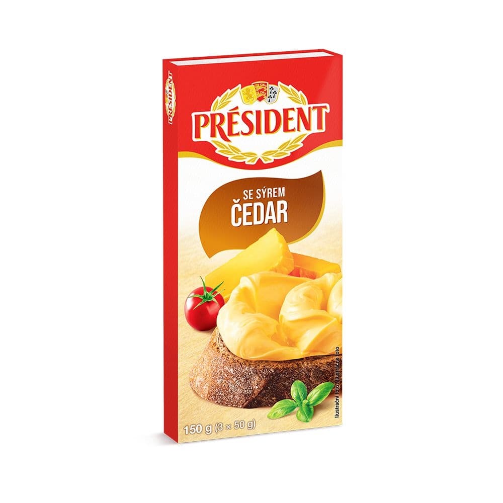 Président Tavený sýr se sýrem Cheddar 150 g
