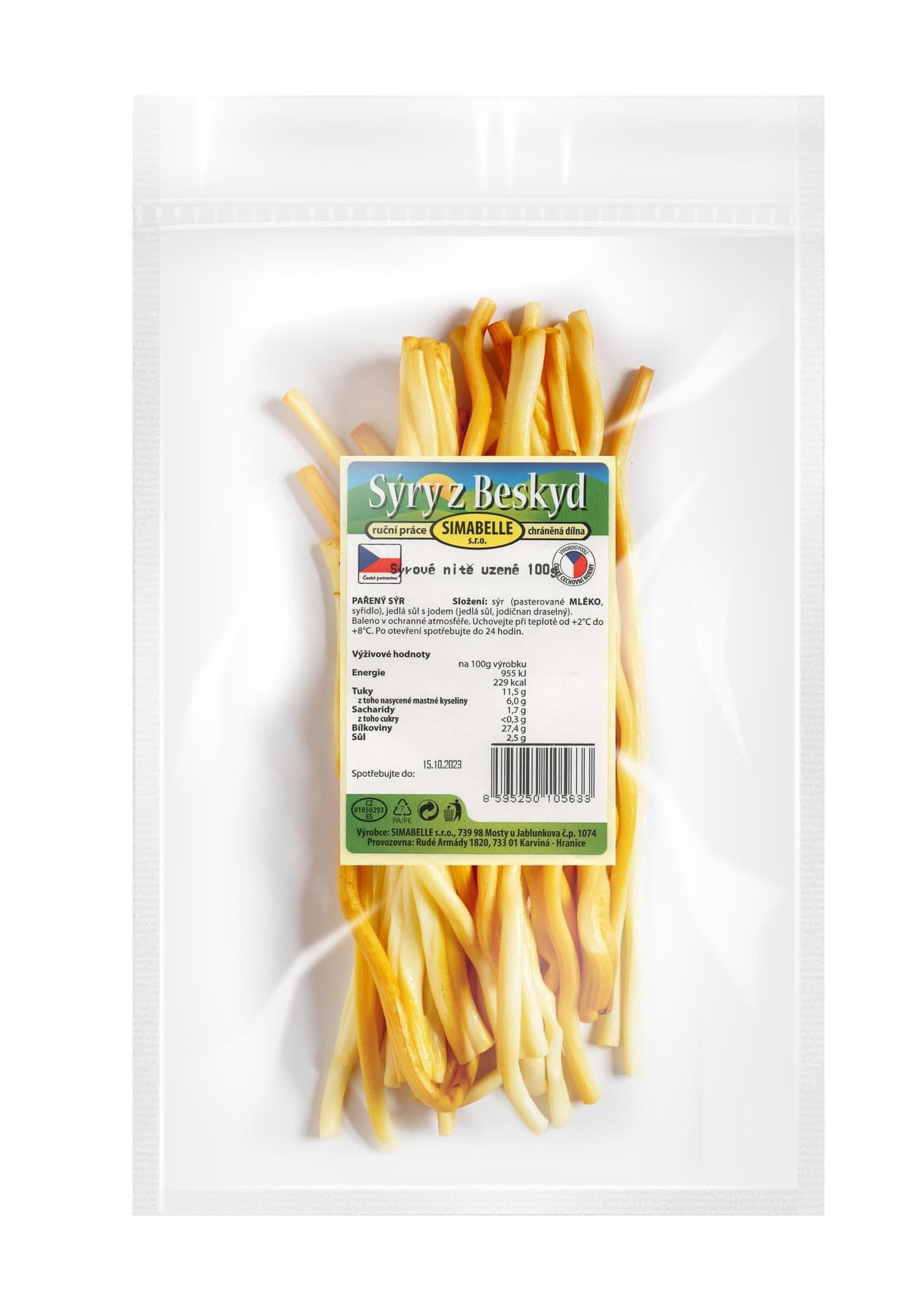 Sýry z Beskyd Sýrové nitě uzené 100g