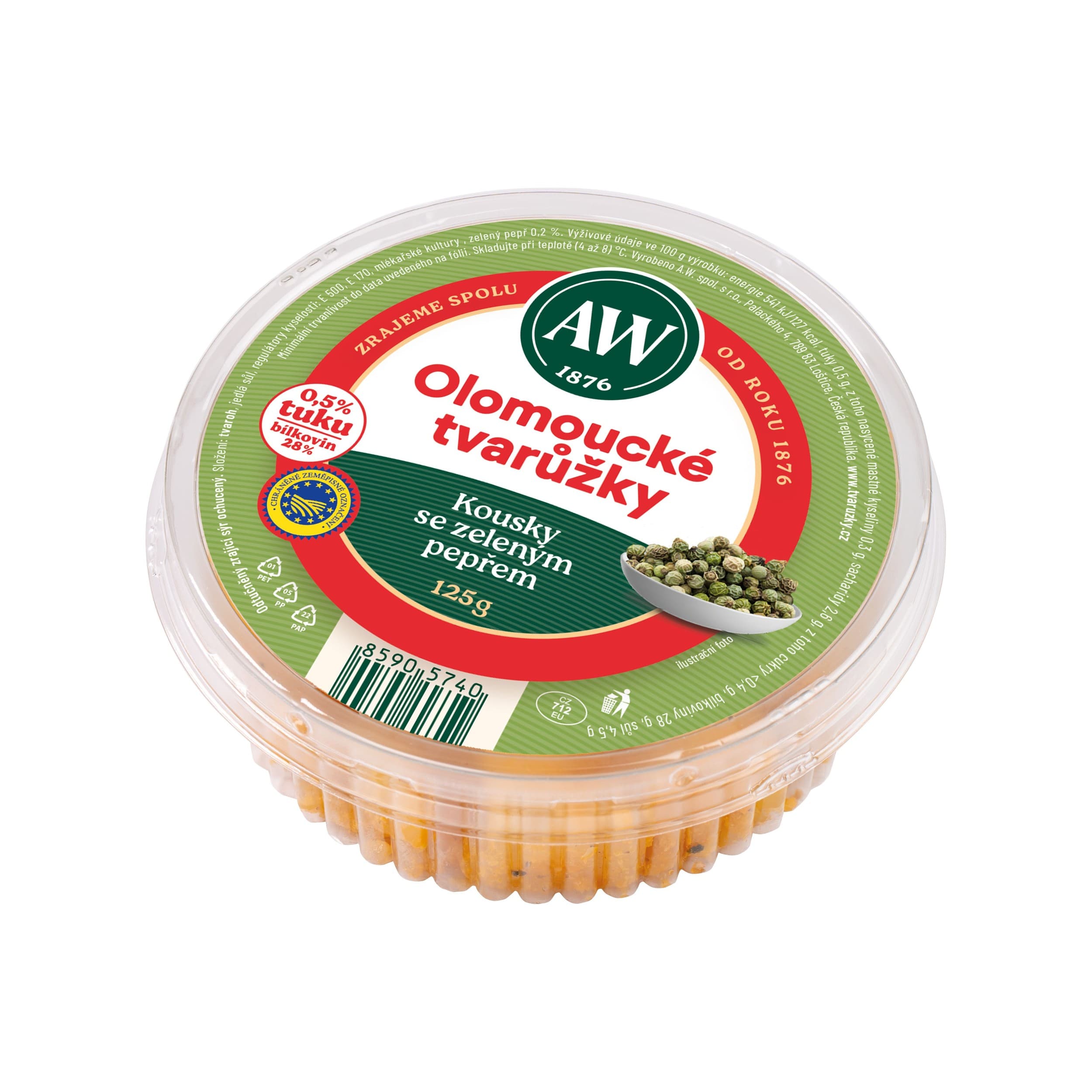 A.W. Olomoucké tvarůžky Kousky se zeleným pepřem 125 g