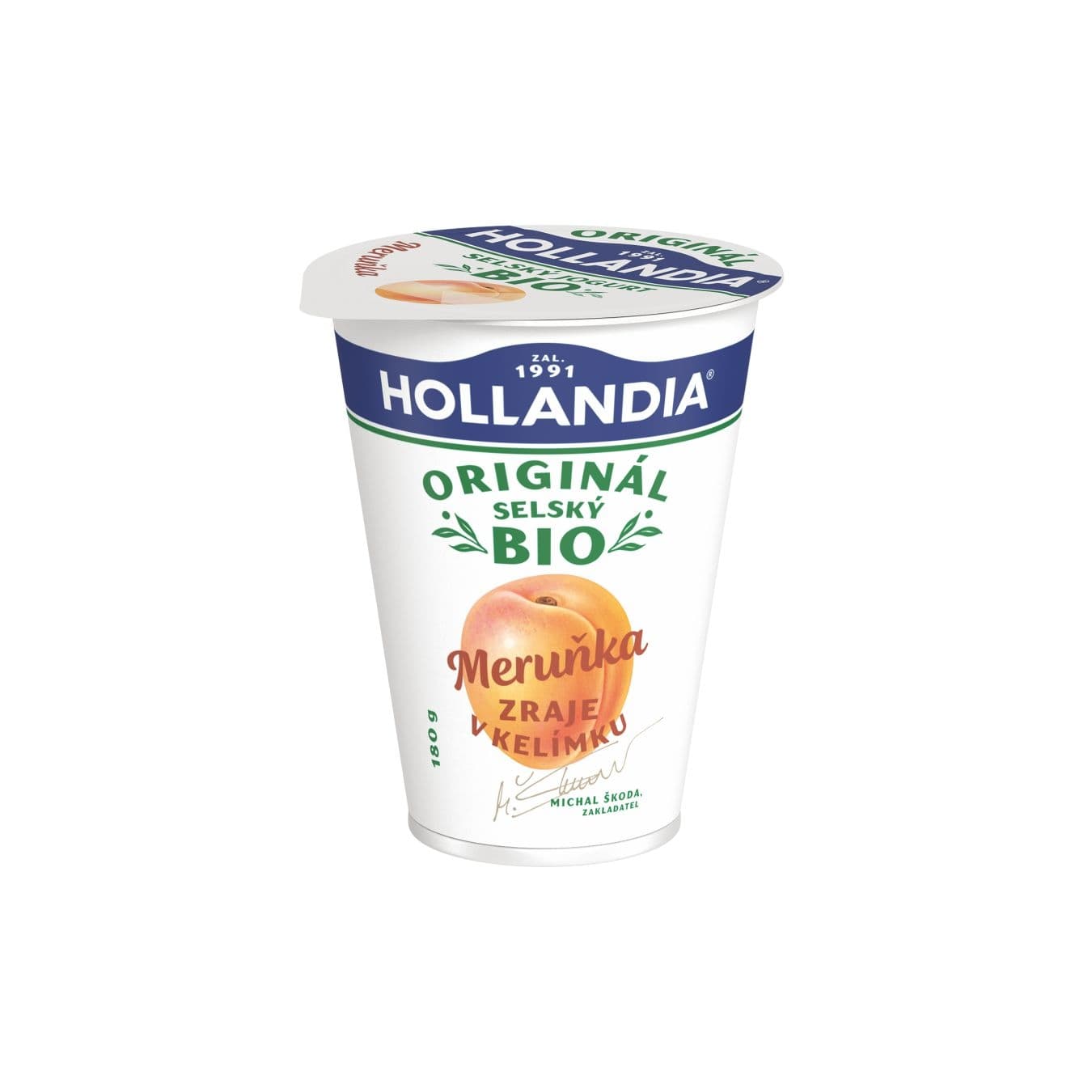 HOLLANDIA BIO Jogurt selský, Meruňka 180g