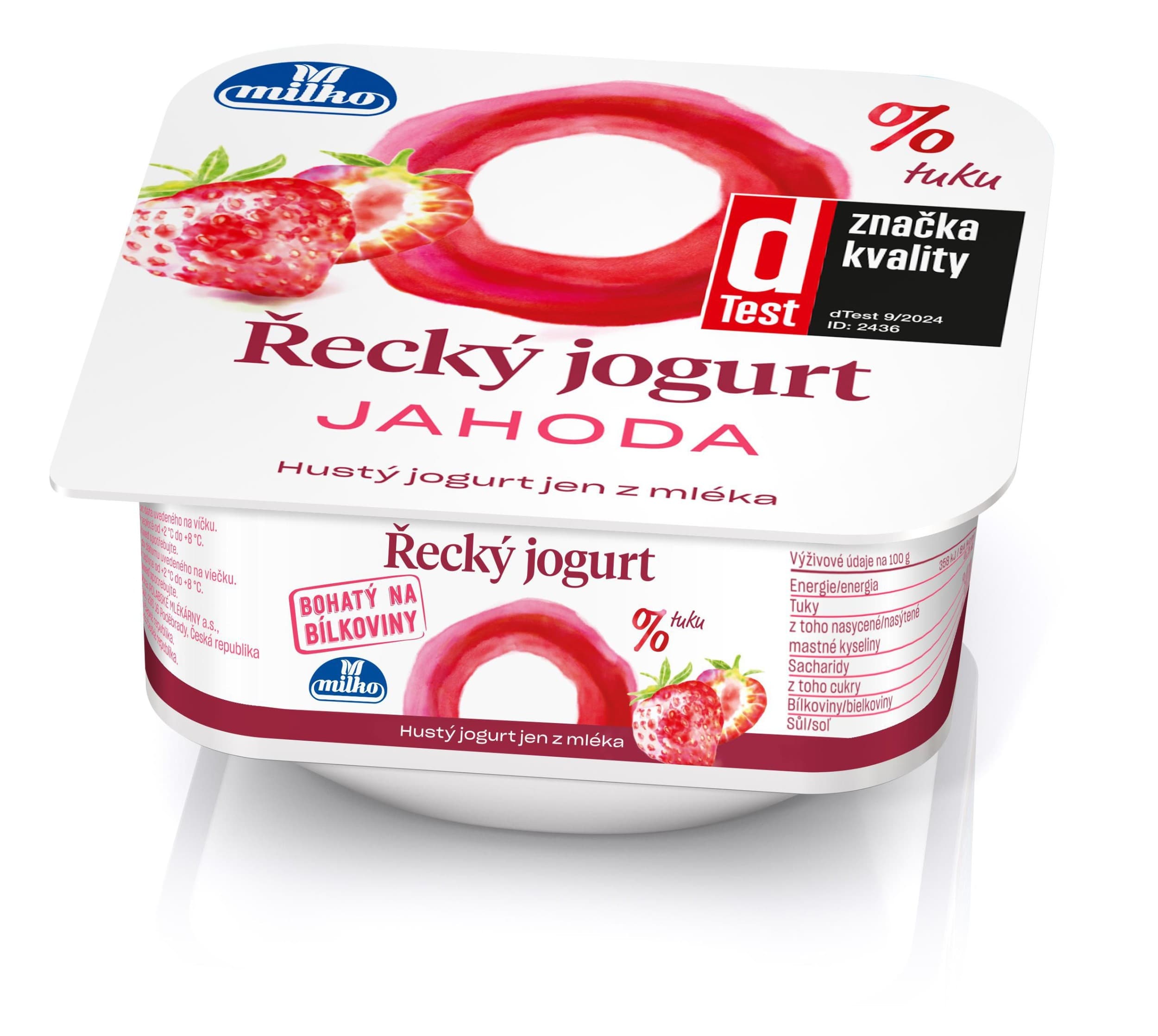 Milko Řecký jogurt 0% jahoda 140 g