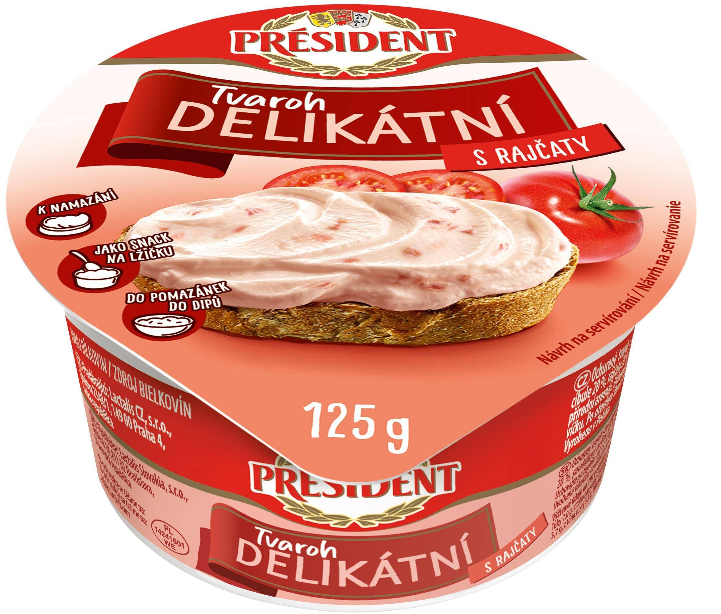 Président Delikátní Tvaroh ředkvička/ rajče 125g