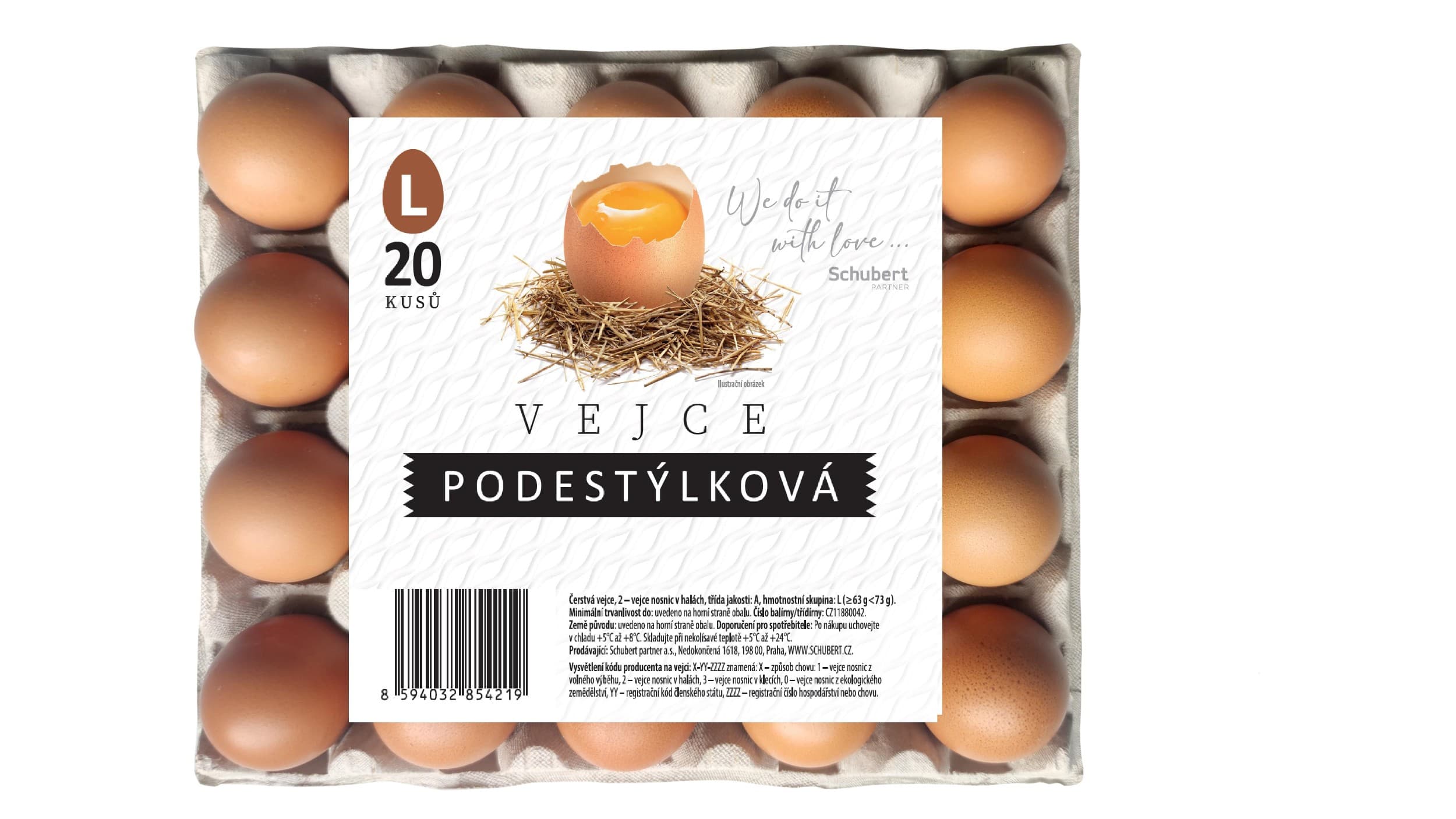 Schubert Vejce podestýlková L 20 kusů