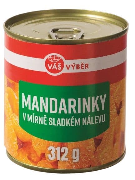Váš Výběr Mandarinky v mírně sladkém nálevu 312g