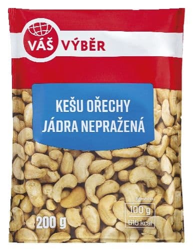 Váš Výběr Kešu ořechy jádra nepražená 200g