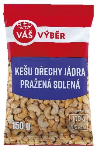 Váš Výběr Kešu ořechy jádra pražená solená 150 g