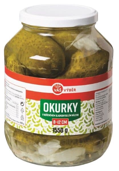 Váš Výběr Okurky ve sladkokyselém nálevu 8-12cm 1550 g