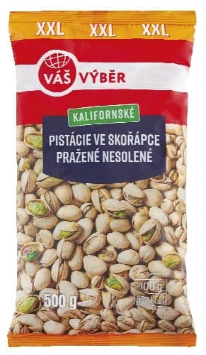 Váš Výběr Pistácie ve skořápce pražené nesolené XXL 500 g