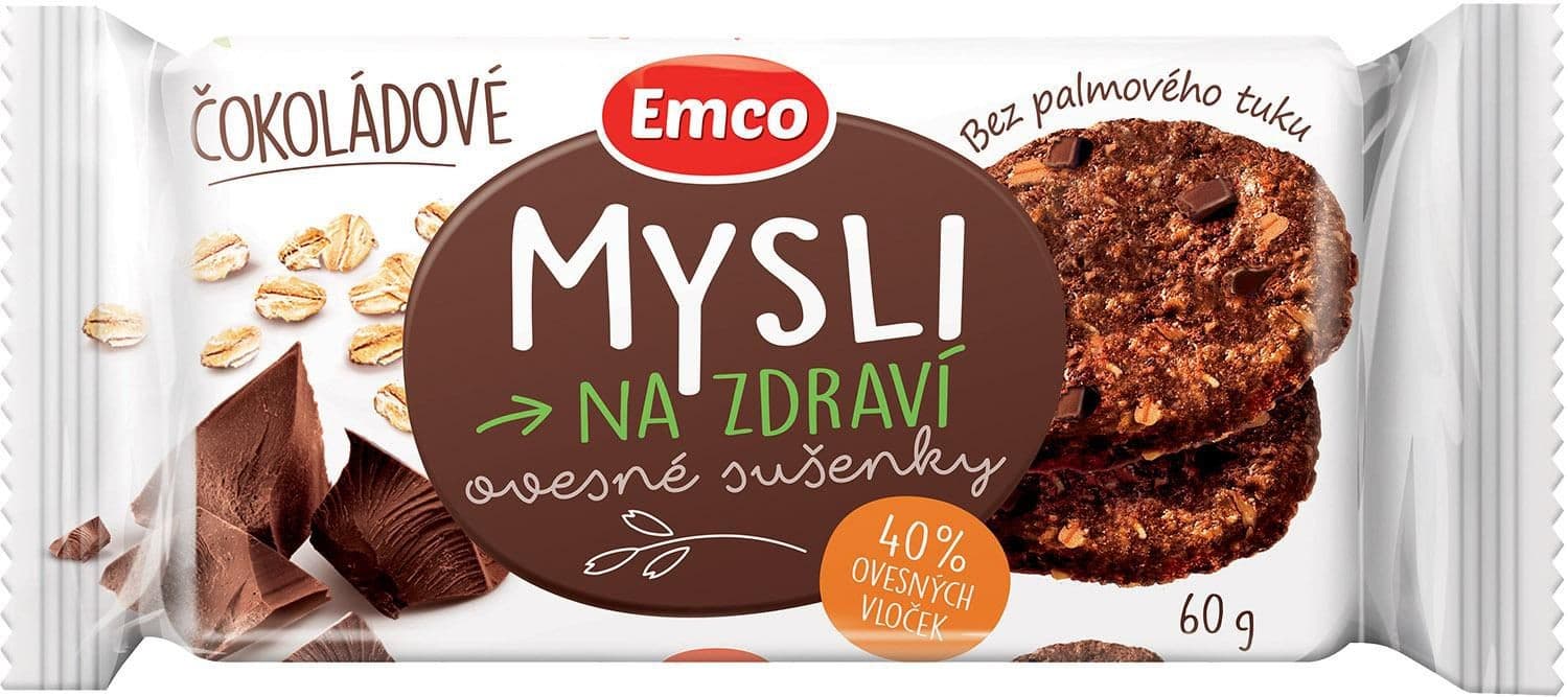 Emco Mysli na Zdraví Ovesné sušenky čokoládové 60 g