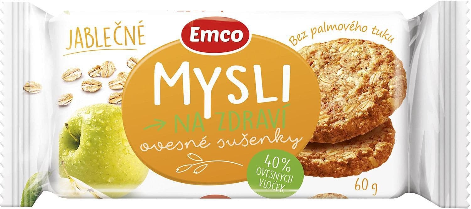 Emco Mysli na Zdraví Ovesné sušenky jablečné 60 g