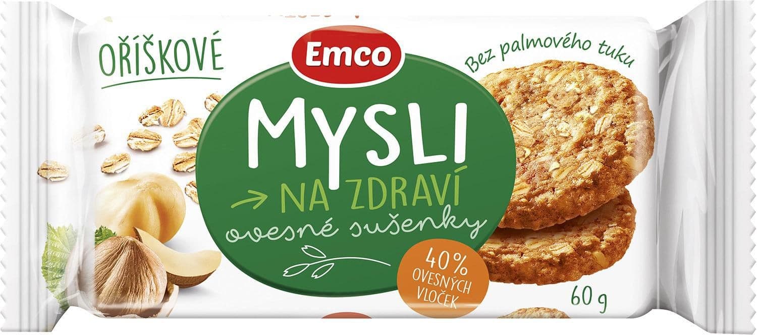 Emco Mysli na Zdraví Ovesné sušenky oříškové 60 g